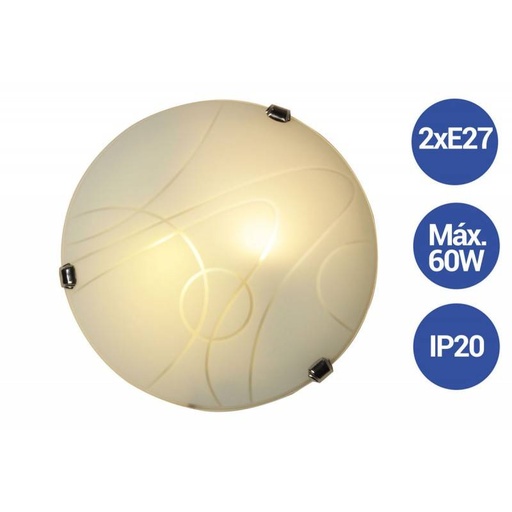 [L5051-CR2] VETRO "Luna Piena" modern glass ceiling or wall lamp 2xE27