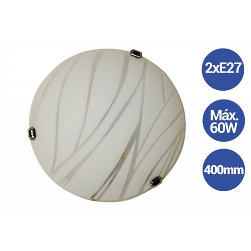 [L5055-CR3] Aplique plafón de techo Ø400mm VETRO "Luna Piena" 2xE27