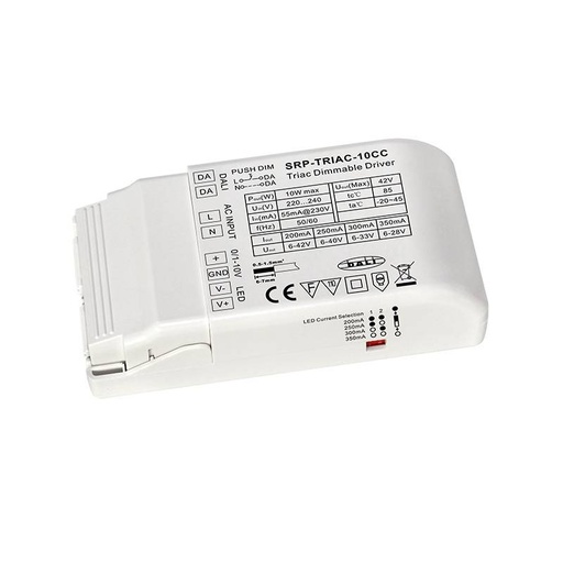 [SRP-TRIAC-10CC] Dimmable TRIAC DALI PUSH driver 0/1-10V 6-42V 10W multicurrent (200-350mA)