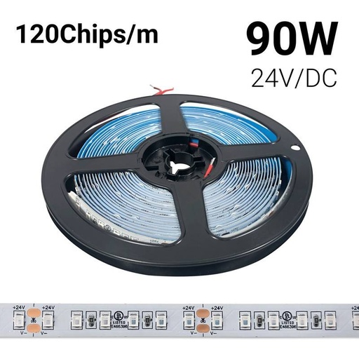LED lente 24V DC - 18W/m - Krāsas - 10mm - IP20 - 5 metru ruļļos - 120ch/m