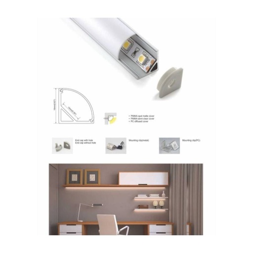 [BPERF16X16] Aluminum profile for LED strip surface 16x16mm for corner