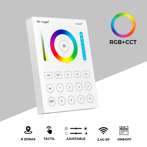 [B8-RGB+CCT] Control Remoto 8 Zonas RGB+CCT | Mi Light