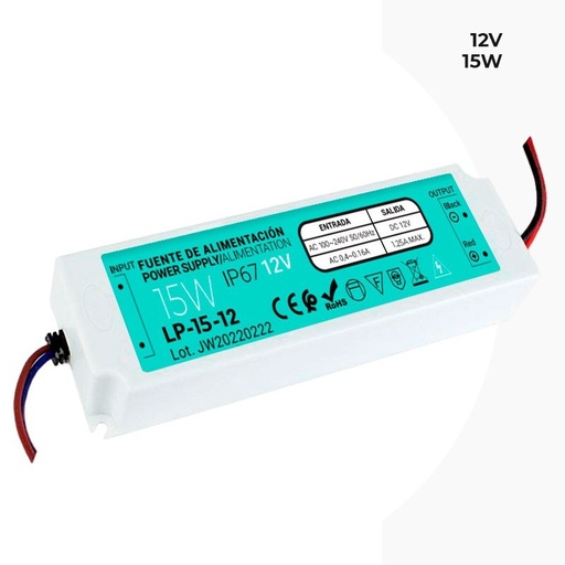 [LP-15-12] IP67 Waterproof Power Supply 12V 15W