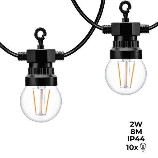 [L2000-N-BC] LED light garland 10 integrated bulbs - 8 meters