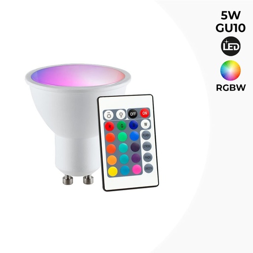 [BC1-GU10-RGBW] Ampoule LED GU10 RGBW 5W avec télécommande
