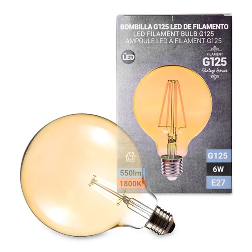 [BFD1-G125E27-G] Vintage LED Globe Gloeilamp E27 G125 6W