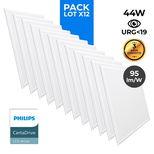 12er Pack x Slim LED Panels 60x60cm - Philips Treiber - 44W - UGR19