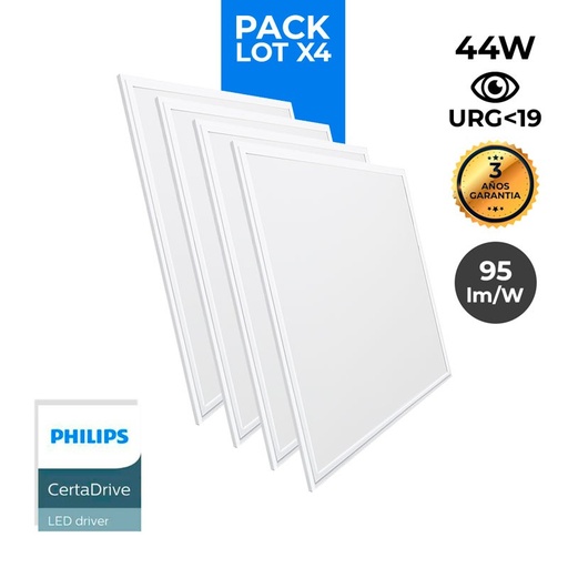 4er Pack x Slim LED Panels 60x60cm - Philips Treiber - 44W - UGR19
