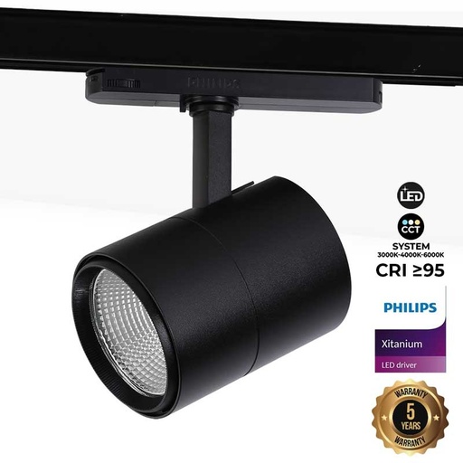 Driefasige LED railspot CCT 42W - CRI 95 - Geïntegreerde Philips Xitanium driver