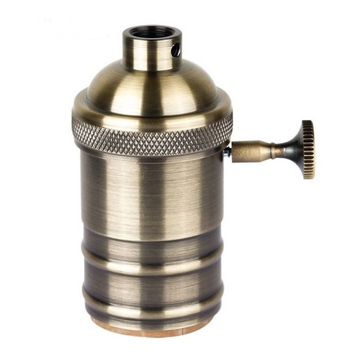 [LV102-BR] Retro Vintage Lampenfassung bronzefarben mit Schalter E27