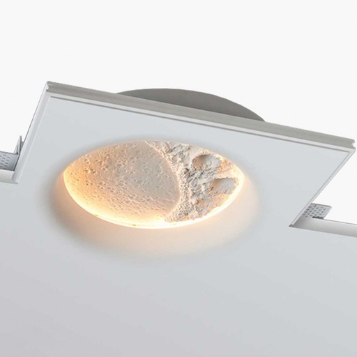 [B279-L] Lampada in gesso a forma di luna "SIDEREUS" - 600x600 mm - 17 W