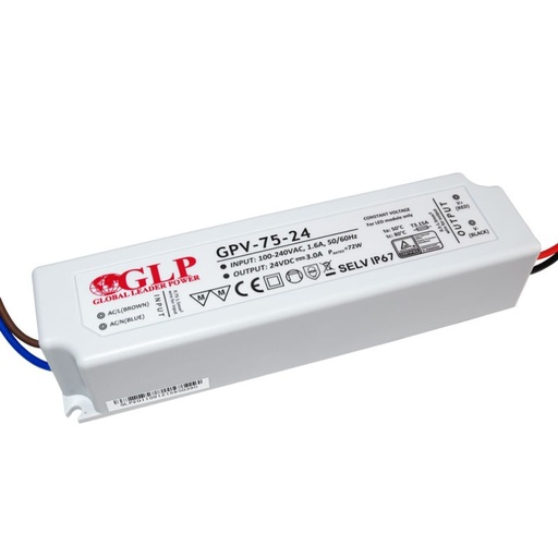 [GPV-75-24] Αδιάβροχο τροφοδοτικό 24V DC - 75W - IP67 - GLP