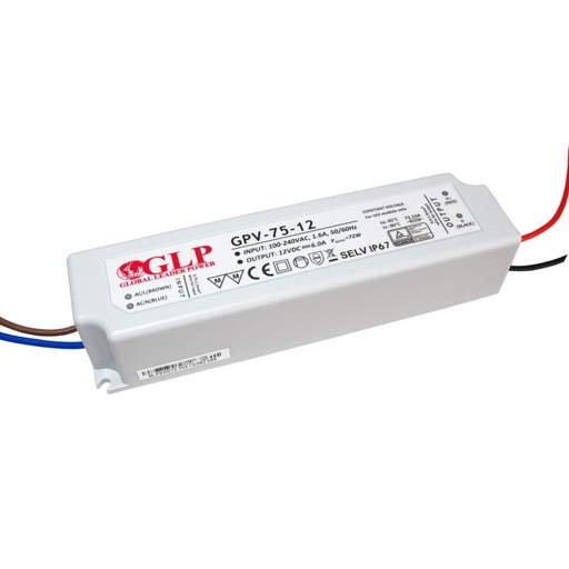 [GPV-75-12] Fonte de alimentação estanque 12V DC - 75W - IP67- GLP