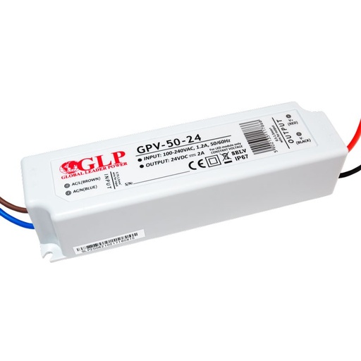 [GPV-50-24] Waterdichte voeding 24V DC - 50W - IP67 - GLP