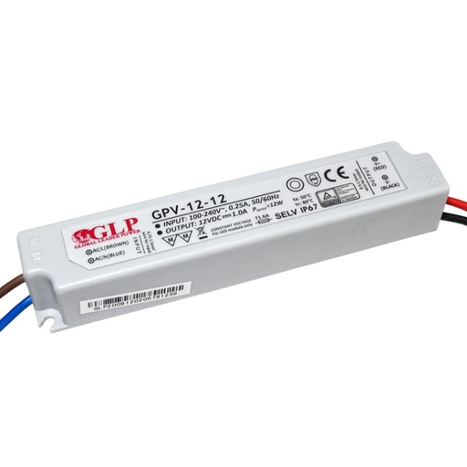 [GPV-12-12] Fonte de alimentação estanque 12V DC - 12W - IP67 - GLP