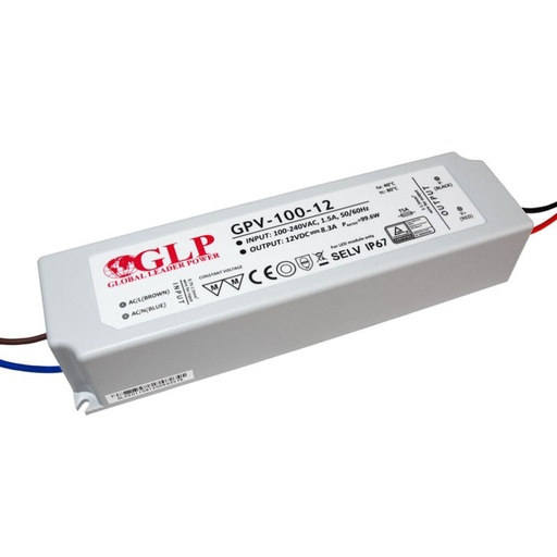 [GPV-100-12] Alimentation LED étanche 12V DC - 100W  - IP67 - GLP