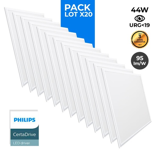 20er Pack x Slim LED Panels 60x60cm - Philips Treiber - 44W - UGR19
