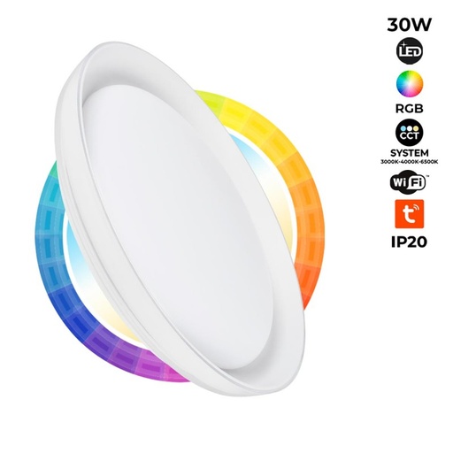 [B1290-R-SMART] Okrogla LED SMART RGBW in CCT stropna svetilka s povezavo WIFI - 30W - IP20