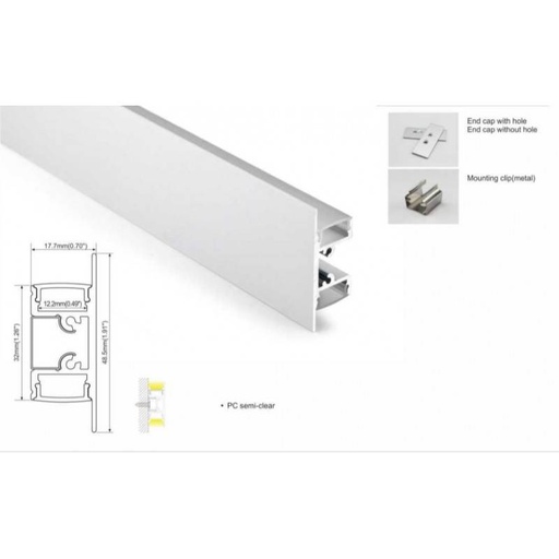 [BPERF18X49] Aluminum profile on bathing surface top/bottom 18x49mm (2mt)