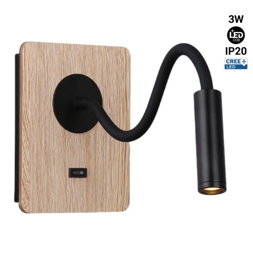 Aplique de pared flexible para lectura "LONDON" - Chip CREE - 3W