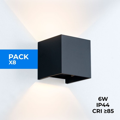 Packung mit 8 Wandlampen "KURTIN" 6W auf und ab dimmbares Licht