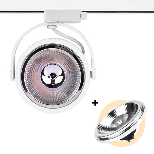 Zestaw reflektor LED jednofazowy + żarówka LED AR111 GU10