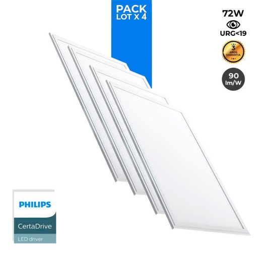 Pack 4 pannelli LED slim 120X60cm - Driver PHILIPS - 72W - UGR19