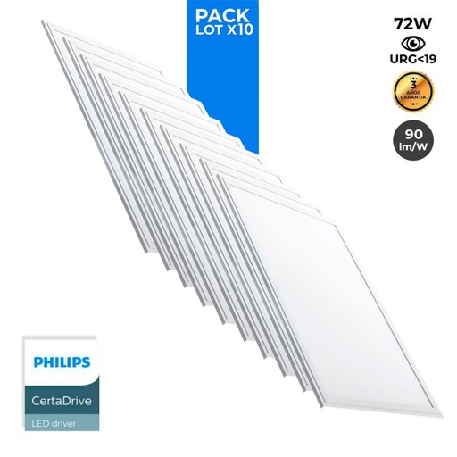 Pack 10 pannelli LED slim 120X60cm - Driver PHILIPS - 72W - UGR19