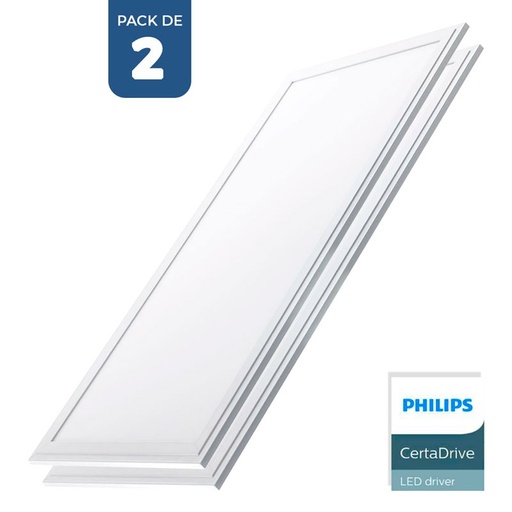 Συσκευασία 2 λεπτών πάνελ LED 120X30 cm - Οδηγός Philips - 44W - UGR19