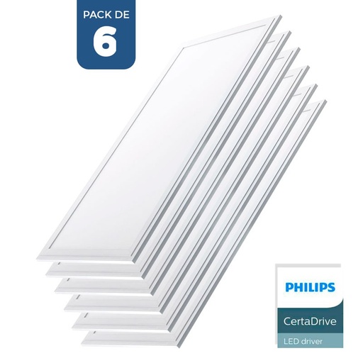 Zestaw 6 wąskich paneli LED 120X30 cm - Sterownik Philips - 44W - UGR19