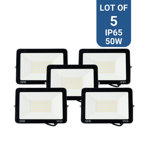 Pack of 5 outdoor LED floodlights 50W - 95lm/W - IP65