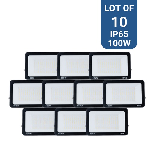 Pack of 10 outdoor LED floodlights 100W - 95lm/W - IP65