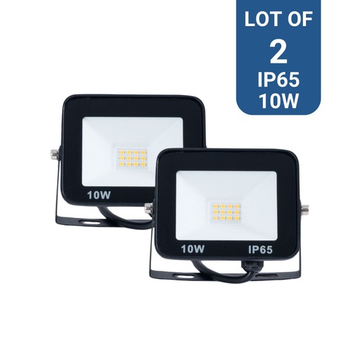 Confezione di 2 proiettori LED da esterno 10W - 95lm/W - IP65