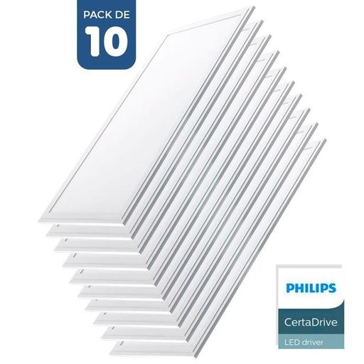 Zestaw 10 paneli LED slim 120X30 cm - Sterownik Philips - 44W - UGR19