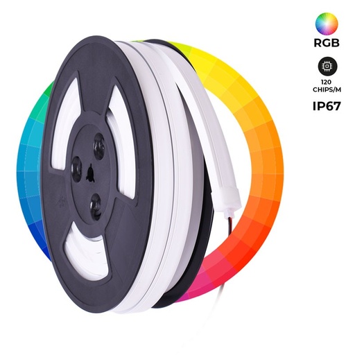 [N1018-10M-RGB] Flexible LED neon RGB 24V DC - 10X18mm - 10 meters - Complete kit - 11W/m - IP67 - Lateral curvature