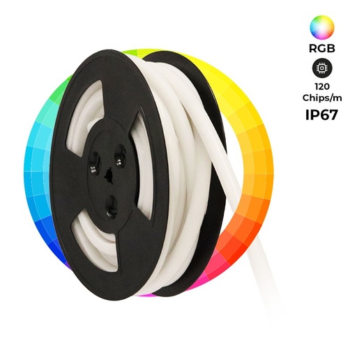 [N1212-10M-RGB] Elastyczny neon LED RGB 24V DC - 12X12mm - 10 metrów - Kompletny zestaw - 11W/m - IP67 - Zakrzywienie pionowe