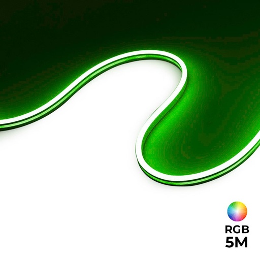 [N613-5M-RGB] Flexibler LED RGB Neon Schlauch 24 V DC - 13x6 mm - 5 m - Komplettset - 11 W/m - IP67 - seitliche Biegerichtung