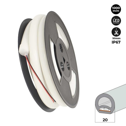 Flexible LED neon 360º circular - 24V DC - Ø20mm - 5 meters - 13W/m - Complete kit - IP67