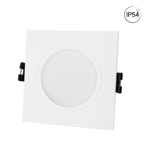 Square downlight ring for GU10/MR16 bulb - Opal diffuser - Cut Ø 75-80 mm - IP54