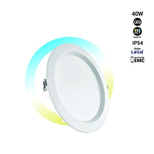[B1265-CCT] Zeer efficiënte CCT LED Downlight - 40W - Driver Lifud - Snij-Ø 200-220mm IP54