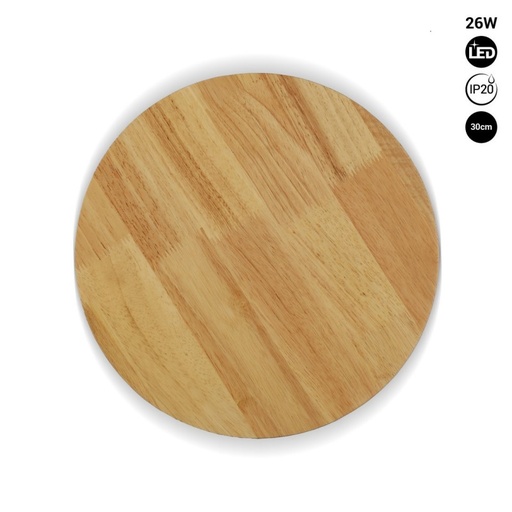 [LM113-30-BC] Aplique de parede circular em madeira "Lune" - 26W - Ø 30cm