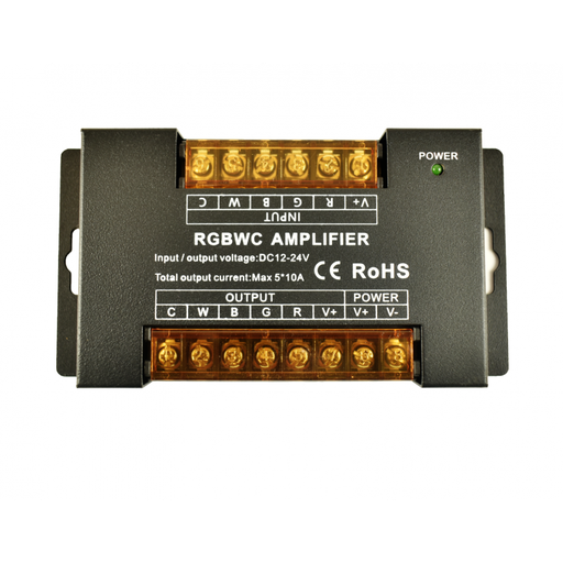 [B1625-5] Signálový zosilňovač / Opakovač RGB + CCT 12/24V-DC - 10A/kanál - Vysoká rýchlosť