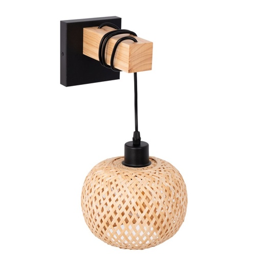 [LM136] Aplique de pared madera y mimbre "Shelley" - E27