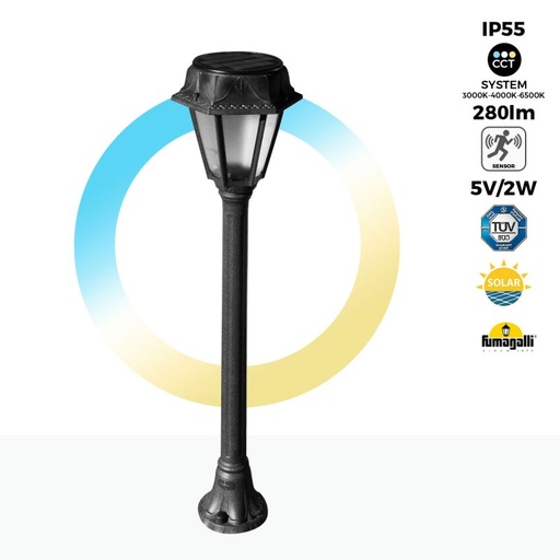 [R22.151.000.AFS3L] Bolardo solar de jardín "MIZAR/ROSETTA" con sensor PIR - 2 modos de funcionamiento - 4000K