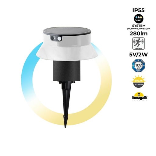 [FE1.572.000.A0S1KOP2] Solar LED bollard with stake "FELICE 200 SPIKE" 18cm with PIR sensor - 3 modes of operation - CCT