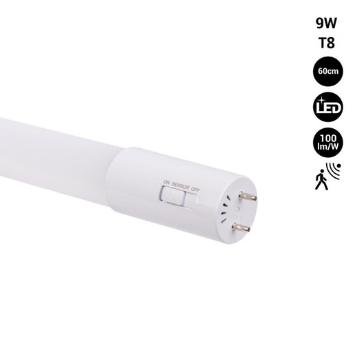 LED buis 60cm T8 met bewegingssensor magnetron - 9W - 100lm/w - 6000K