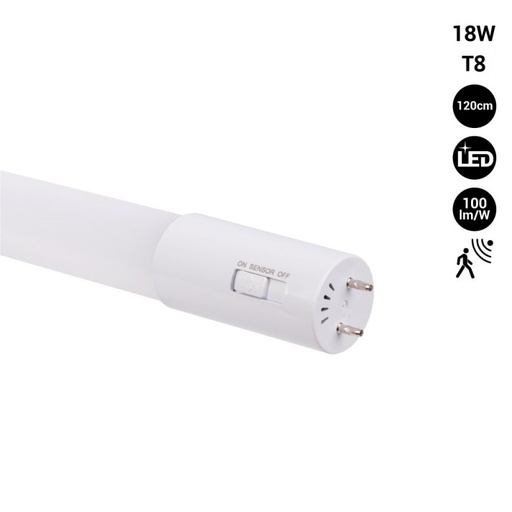 LED-rør 120cm T8 med mikrobølgesensor - 18W - 100lm/w - 6000K