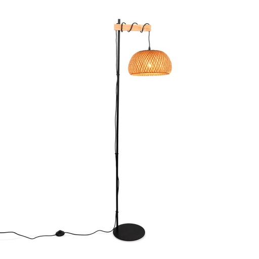[LM159] Wood and wicker floor lamp "Frankie" - E27