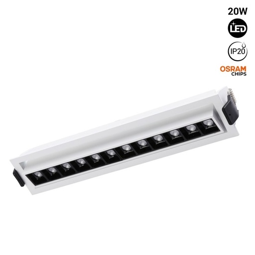 Ugradni LED linearni reflektor 20W - Podesiv - UGR18 - CRI90 - OSRAM čip - 2800K