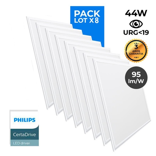 8er Pack x Slim LED Panels 60x60cm - Philips Treiber - 44W - UGR19